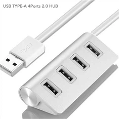 ฮับอลูมิเนียม USB 2.0 4 พอร์ตพร้อมไฟ LED สีน้ําเงิน