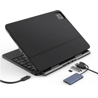 เคส IPad ที่ถอดออกได้พร้อมเครื่องอ่านการ์ด USB C HUB